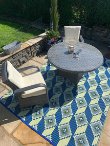 Blue Aztec Garden Mat