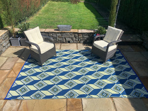 Blue Aztec Garden Mat