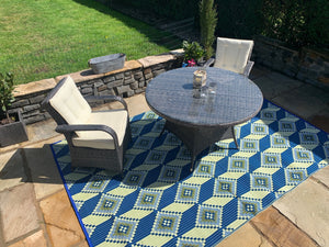 Blue Aztec Garden Mat